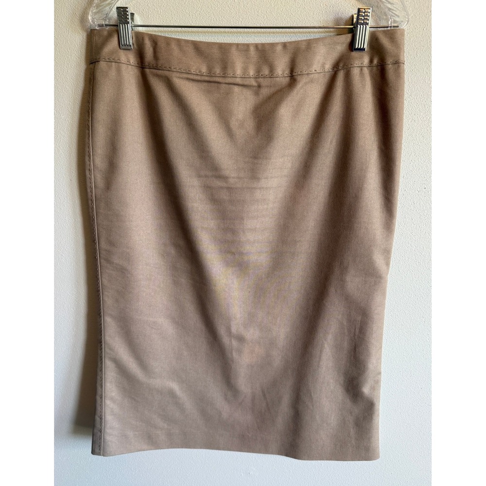 Adrienne Vittadini Tan Stitch Pencil Skirt Khaki Size 10 Professional Work